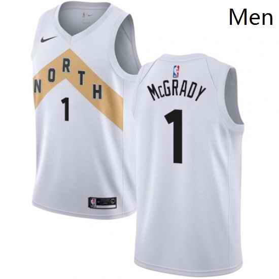 Mens Nike Toronto Raptors 1 Tracy Mcgrady Swingman White NBA Jersey City Edition